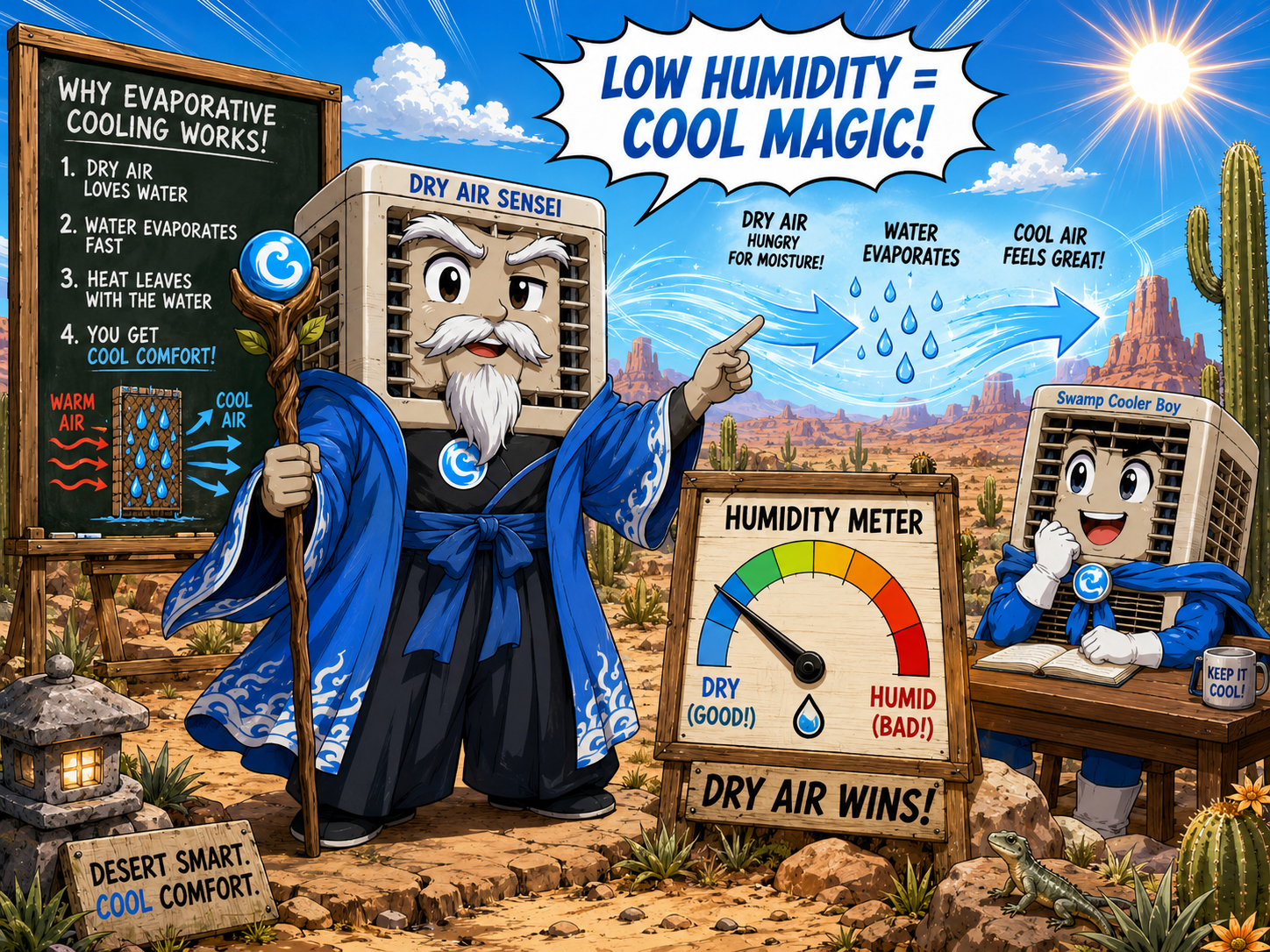 Dry Air Sensei teaching low humidity cooling.