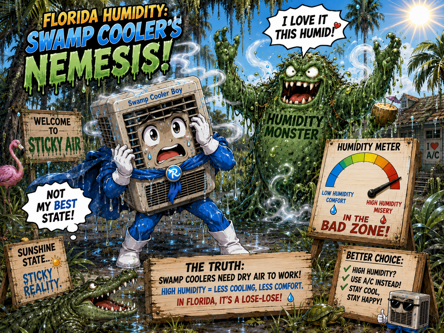 Florida humidity failure comedy episode.