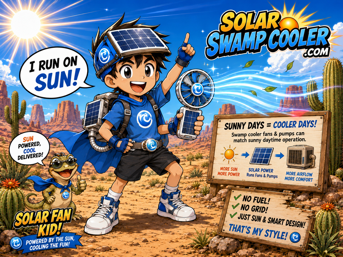 Solar Fan Kid character poster.