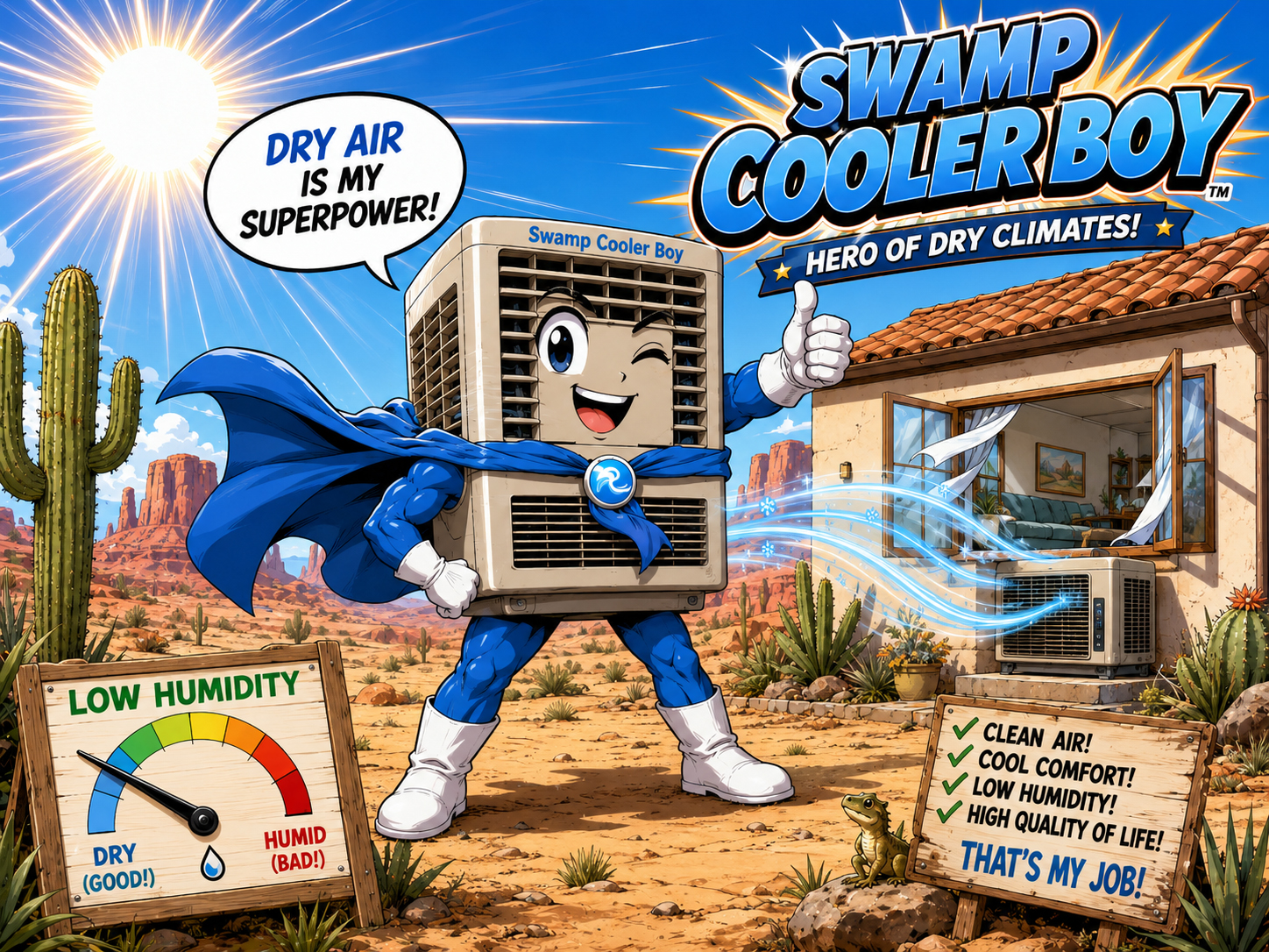 Swamp Cooler Boy character poster.
